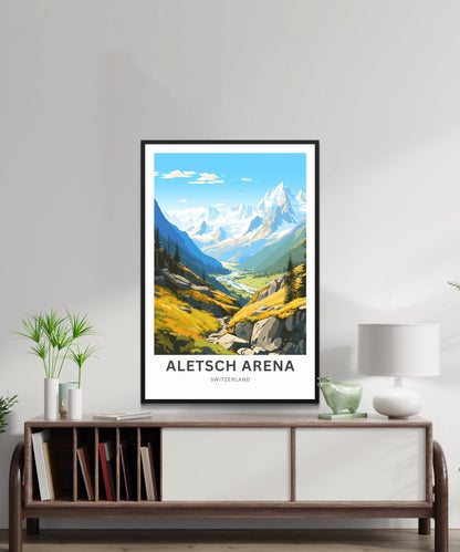 Aletsch Arena Travel Print - Aletsch Arena poster, Switzerland Wall Art, Framed present, Gift Switzerland Present - TravelTreasureCo