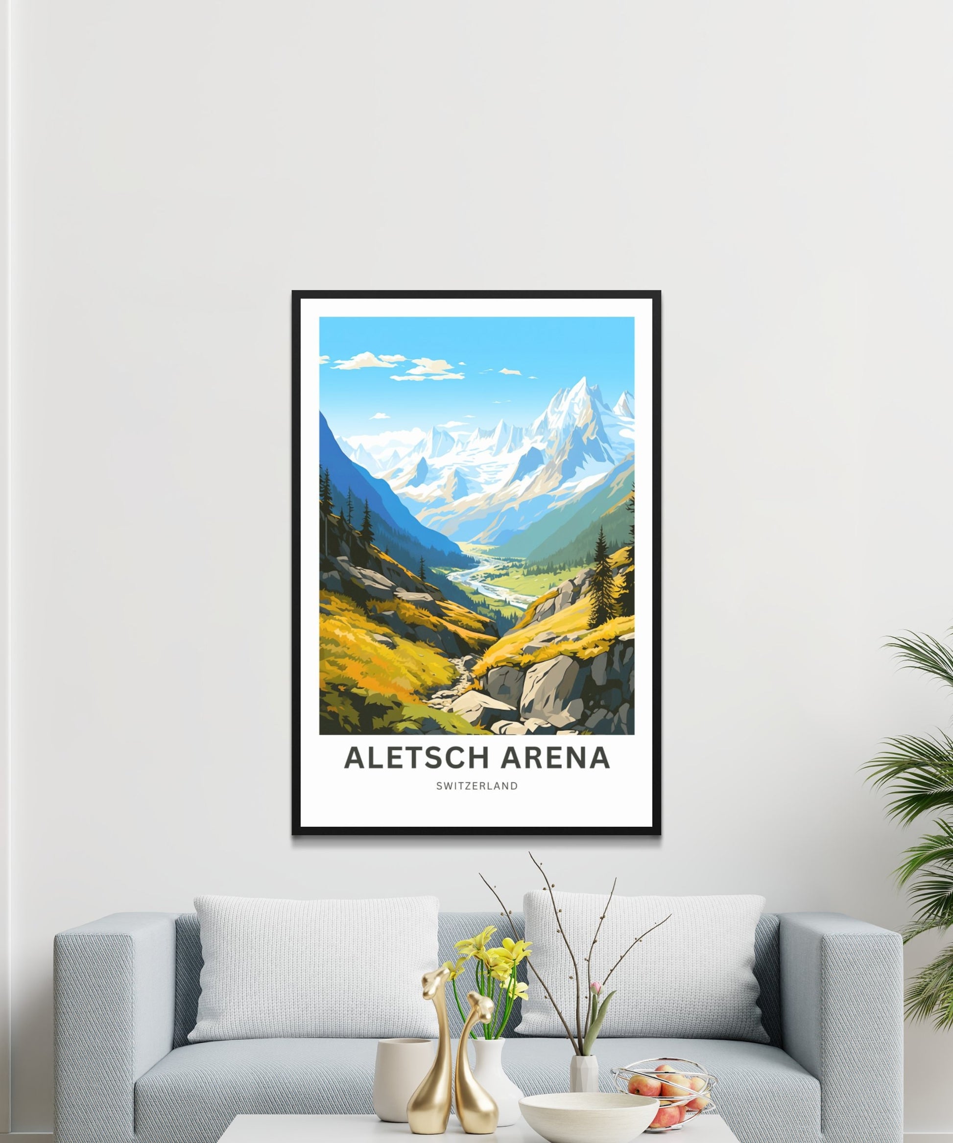 Aletsch Arena Travel Print - Aletsch Arena poster, Switzerland Wall Art, Framed present, Gift Switzerland Present - TravelTreasureCo