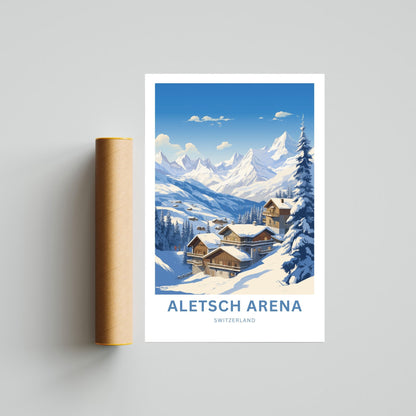 Aletsch Arena Travel Print - Aletsch Arena poster, Switzerland Wall Art, Framed present, Gift Switzerland Present - TravelTreasureCo