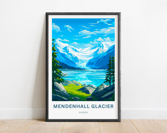Mendenhall Glacier Travel Print - Mendenhall Glacier poster, Alaska Wall Art, Wall decor, Framed present, Gift Alaska Present - TravelTreasureCo