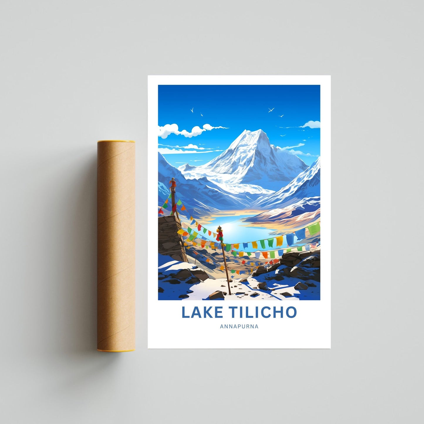 Tilicho Lake Travel Print - Tilicho Lakeposter, Annapurna Wall Art, Wall Decor, Framed present, Gift Nepal Present - TravelTreasureCo