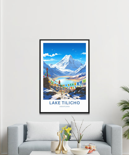 Tilicho Lake Travel Print - Tilicho Lakeposter, Annapurna Wall Art, Wall Decor, Framed present, Gift Nepal Present - TravelTreasureCo