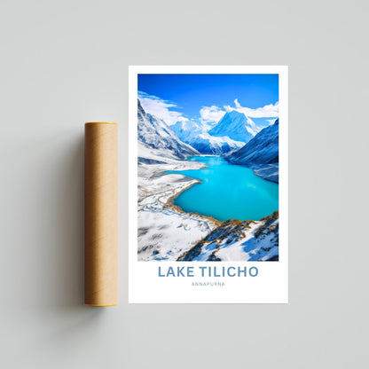 Tilicho Lake Travel Print - Tilicho Lakeposter, Annapurna Wall Art, Wall Decor, Framed present, Gift Nepal Present - TravelTreasureCo