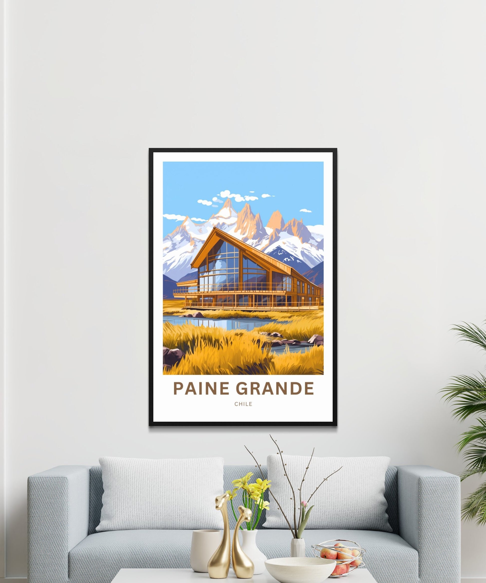 Paine Grande Travel Print - Paine Grannde poster, Torres Del Paine Wall Art, Framed present, Gift Chile Present - TravelTreasureCo