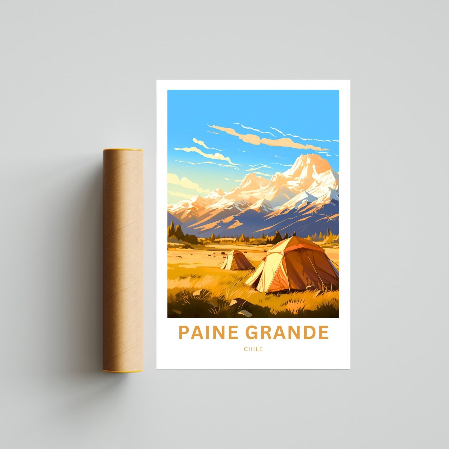 Paine Grande Travel Print - Paine Grannde poster, Torres Del Paine Wall Art, Framed present, Gift Chile Present - TravelTreasureCo