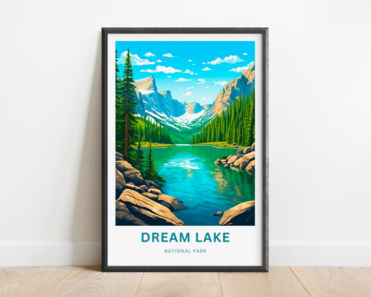 Dream Lake Travel Print - Dream Lake poster, National Park Wall Art, Decor, Framed present, Gift Colorado Present - TravelTreasureCo