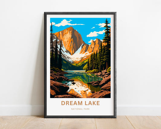 Dream Lake Travel Print - Dream Lake poster, National Park Wall Art, Decor, Framed present, Gift Colorado Present - TravelTreasureCo