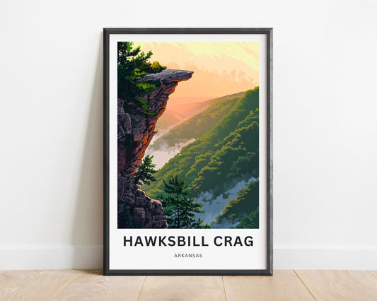 Hawksbill Crag Travel Print - Whitaker Point Hawksbill Crag poster, Arkansas Wall Art, Framed present, Gift Arkansas, Custom Your Text - TravelTreasureCo
