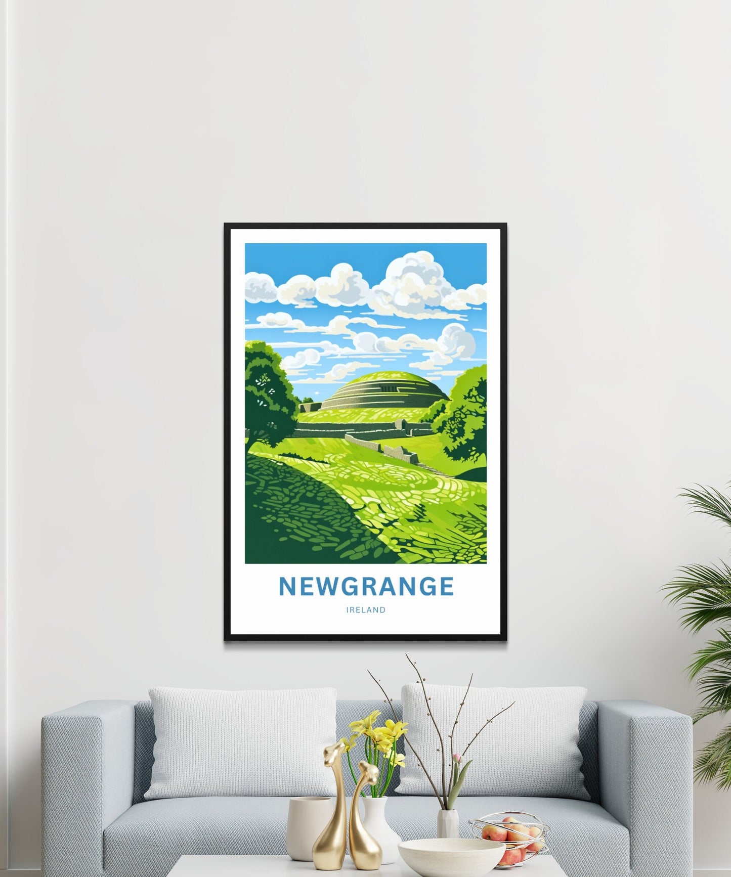 Newgrange Travel Print - Newgrange poster, Ireland Wall Art, Framed present, Gift Ireland Present, Custom Your Text - TravelTreasureCo