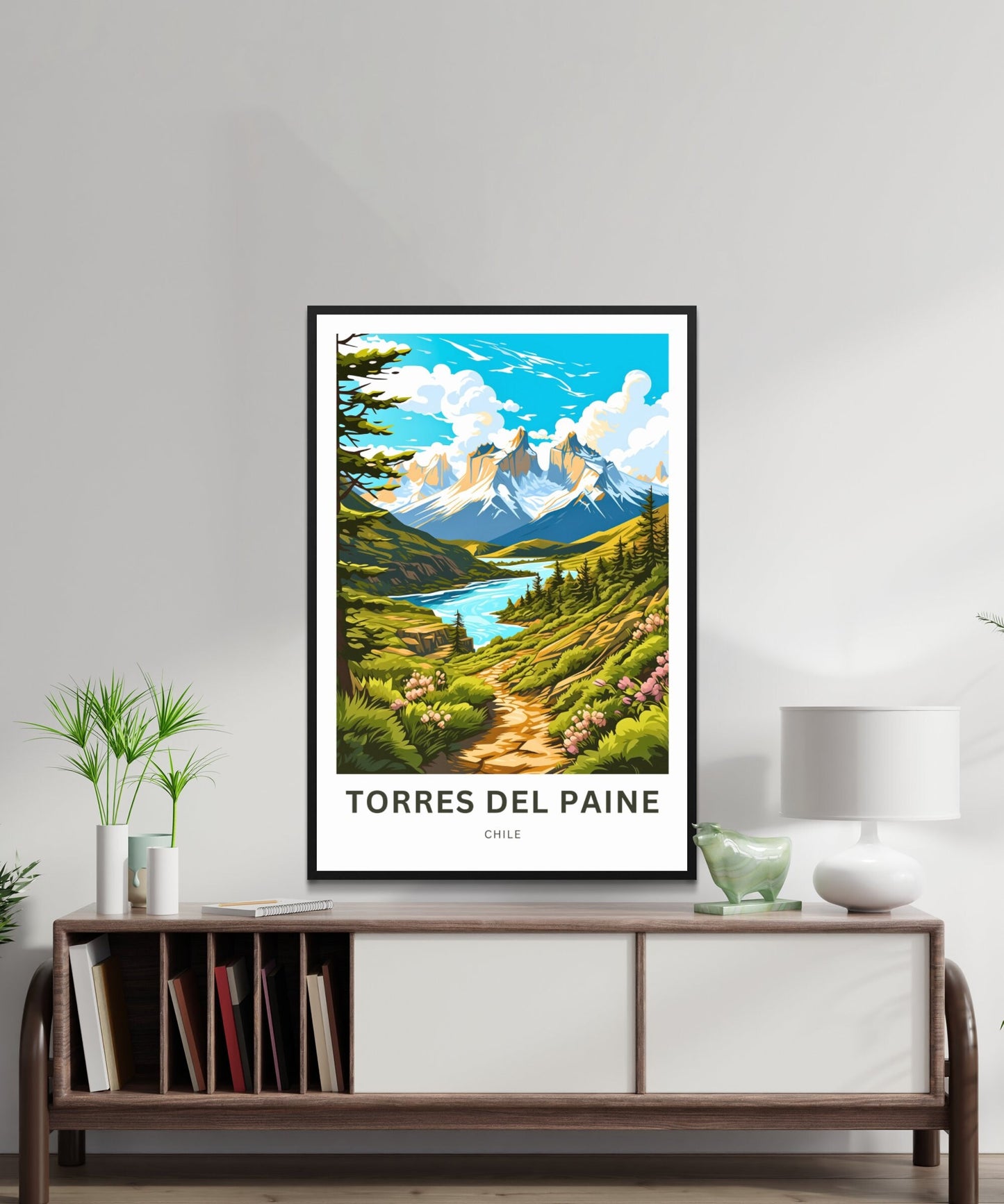 Torres del Paine Travel Print - Torres del Paine poster, Chile Wall Art, Framed present, Gift Chile Present, Customize Your Text - TravelTreasureCo