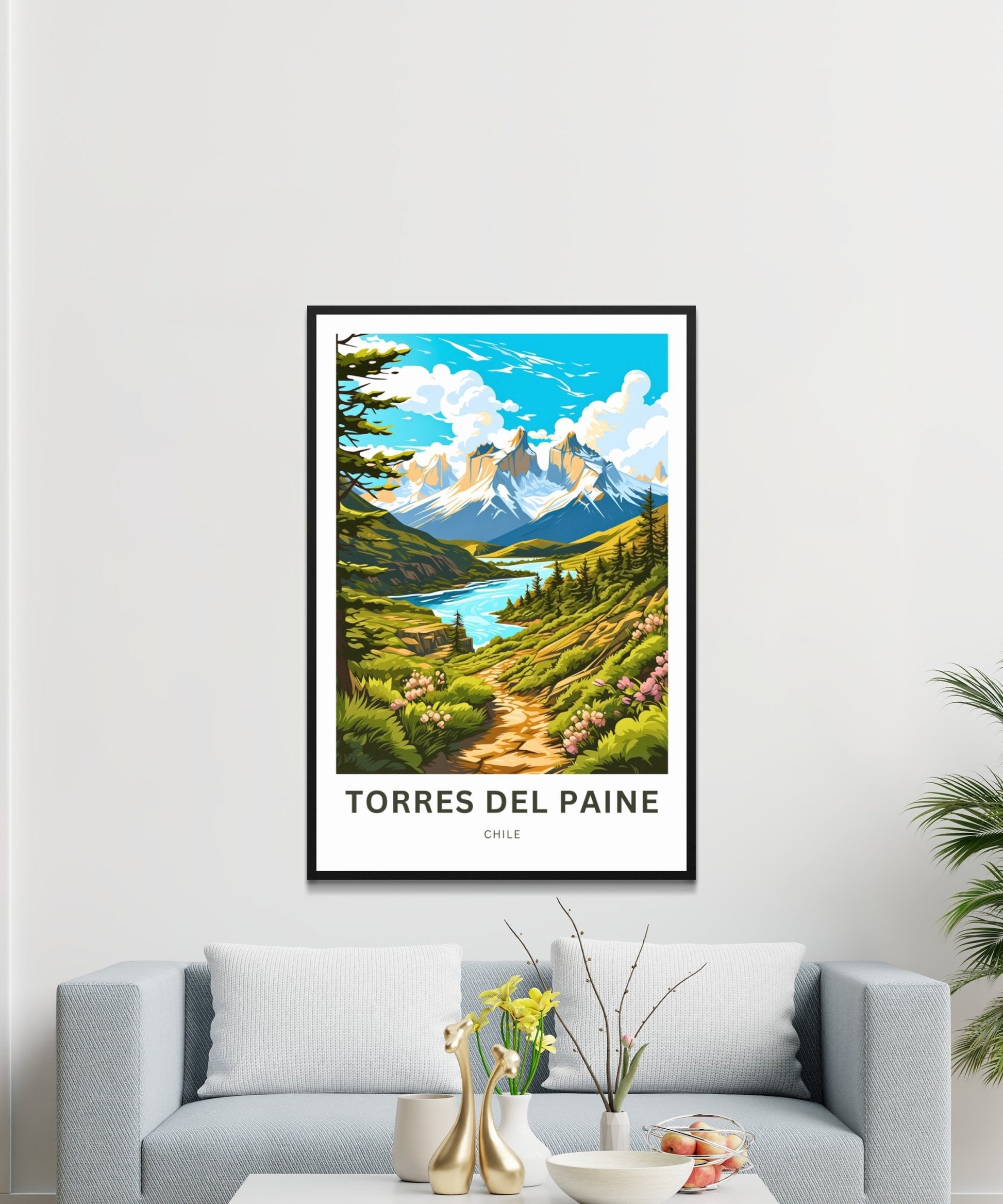 Torres del Paine Travel Print - Torres del Paine poster, Chile Wall Art, Framed present, Gift Chile Present, Customize Your Text - TravelTreasureCo