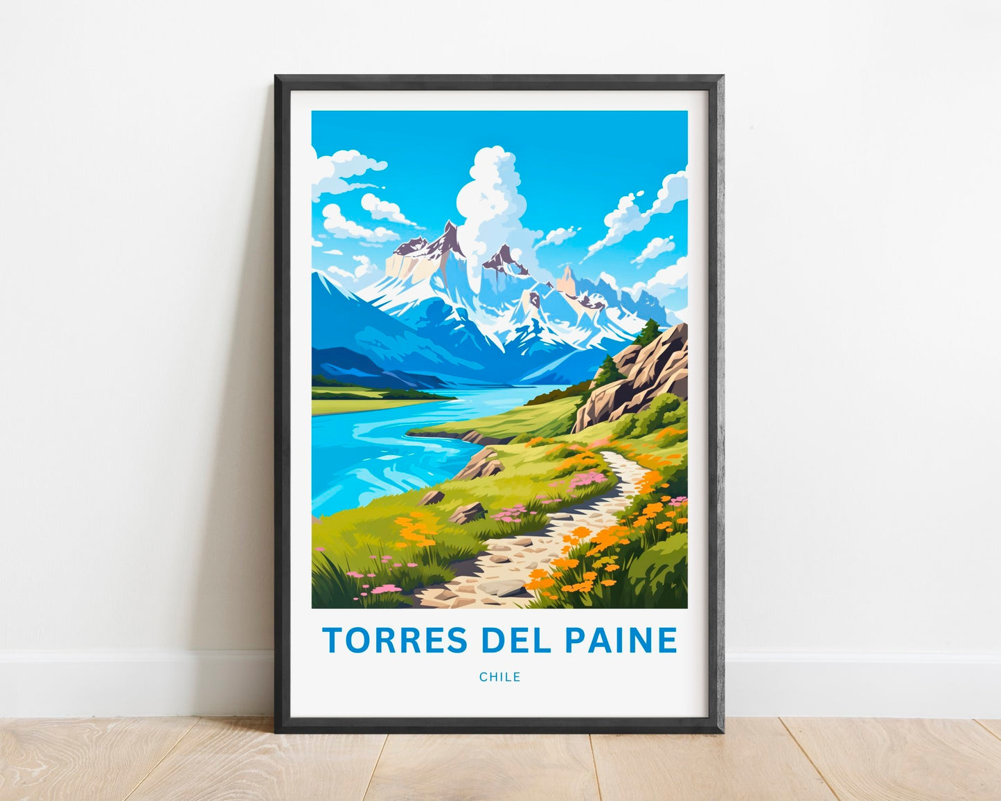 Torres del Paine Travel Print - Torres del Paine poster, Chile Wall Art, Framed present, Gift Chile Present, Customize Your Text - TravelTreasureCo