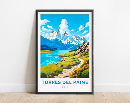 Torres del Paine Travel Print - Torres del Paine poster, Chile Wall Art, Framed present, Gift Chile Present, Customize Your Text - TravelTreasureCo