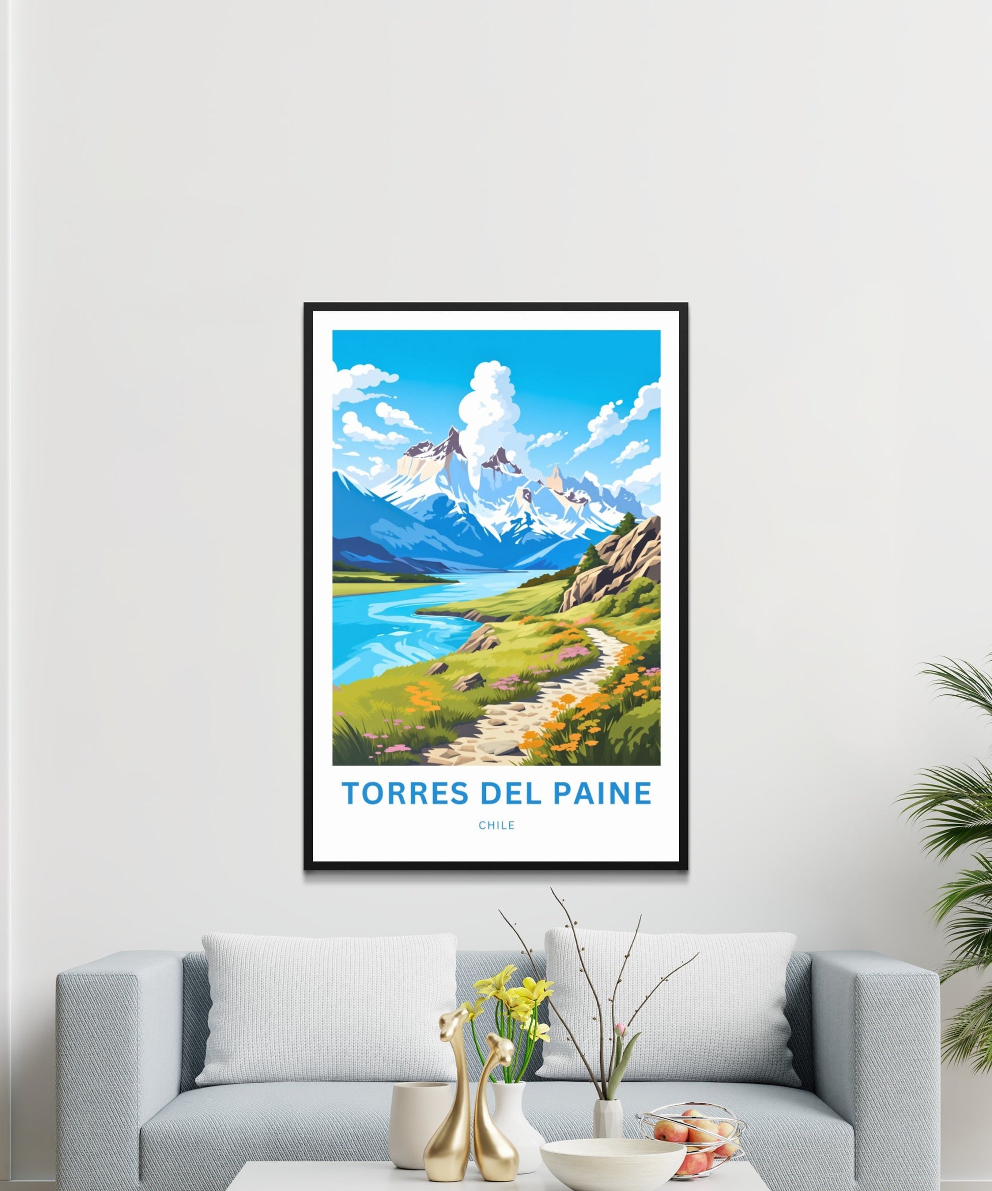 Torres del Paine Travel Print - Torres del Paine poster, Chile Wall Art, Framed present, Gift Chile Present, Customize Your Text - TravelTreasureCo