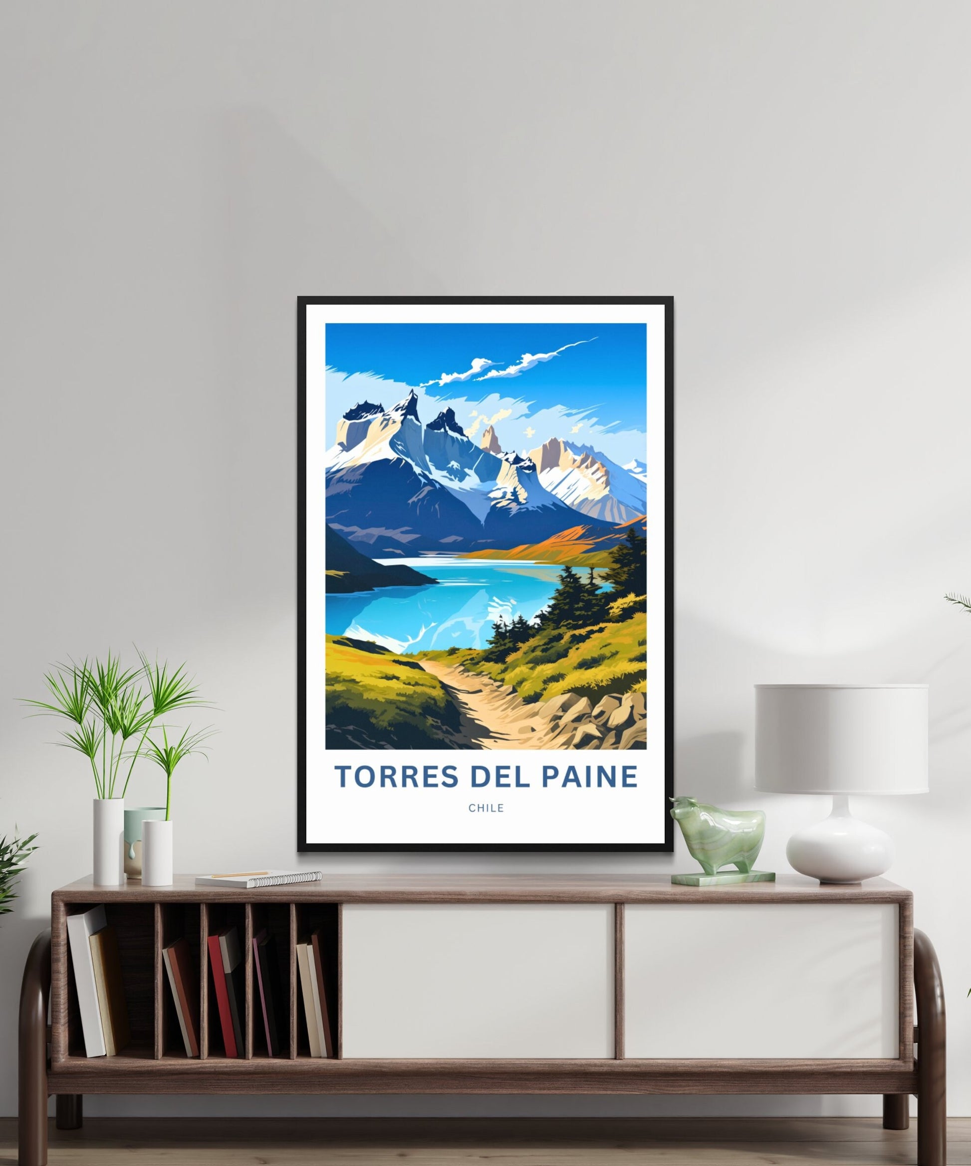 Torres del Paine Travel Print - Torres del Paine poster, Chile Wall Art, Framed present, Gift Chile Present, Customize Your Text - TravelTreasureCo