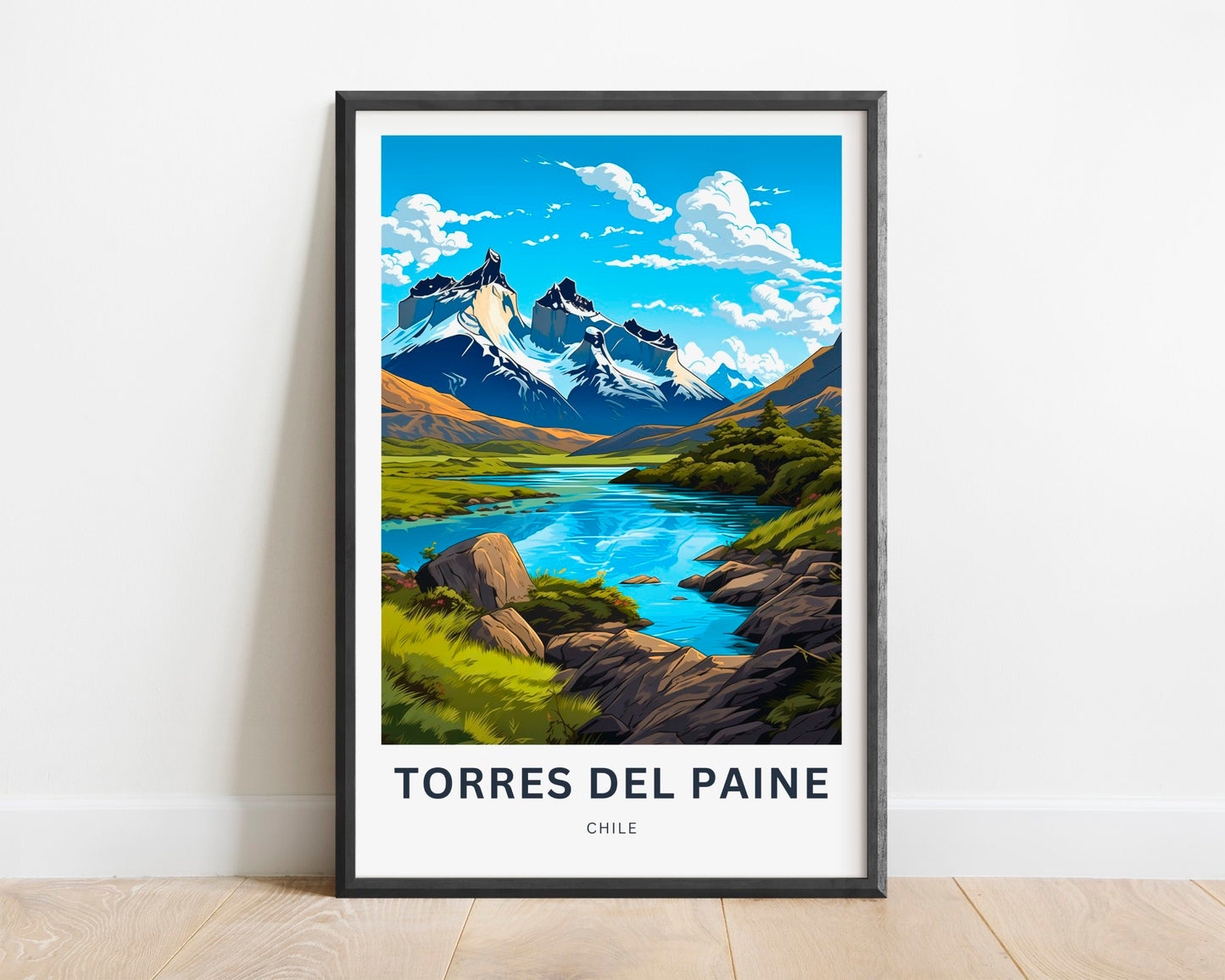 Torres del Paine Travel Print - Torres del Paine poster, Chile Wall Art, Framed present, Gift Chile Present, Customize Your Text - TravelTreasureCo