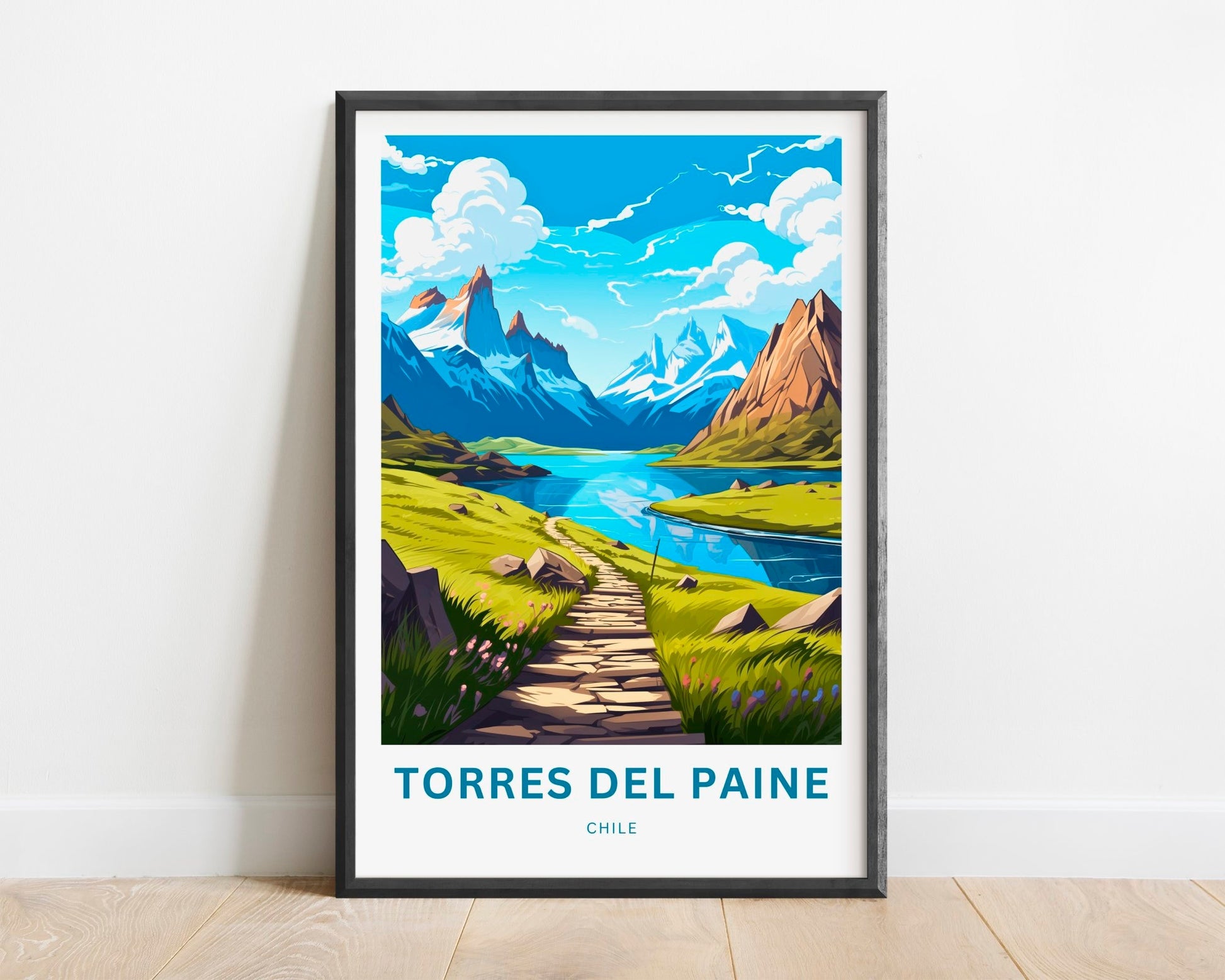 Torres del Paine Travel Print - Torres del Paine poster, Chile Wall Art, Framed present, Gift Chile Present, Customize Your Text - TravelTreasureCo