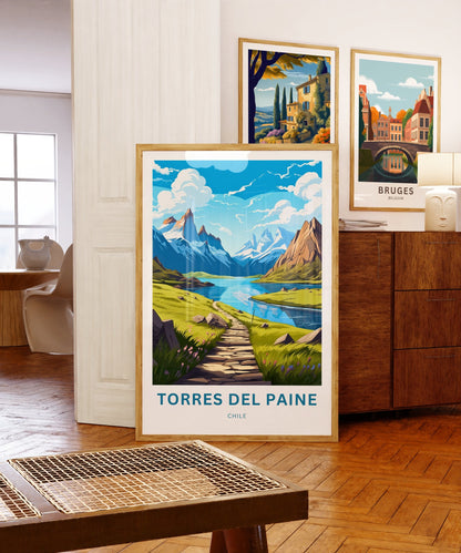 Torres del Paine Travel Print - Torres del Paine poster, Chile Wall Art, Framed present, Gift Chile Present, Customize Your Text - TravelTreasureCo