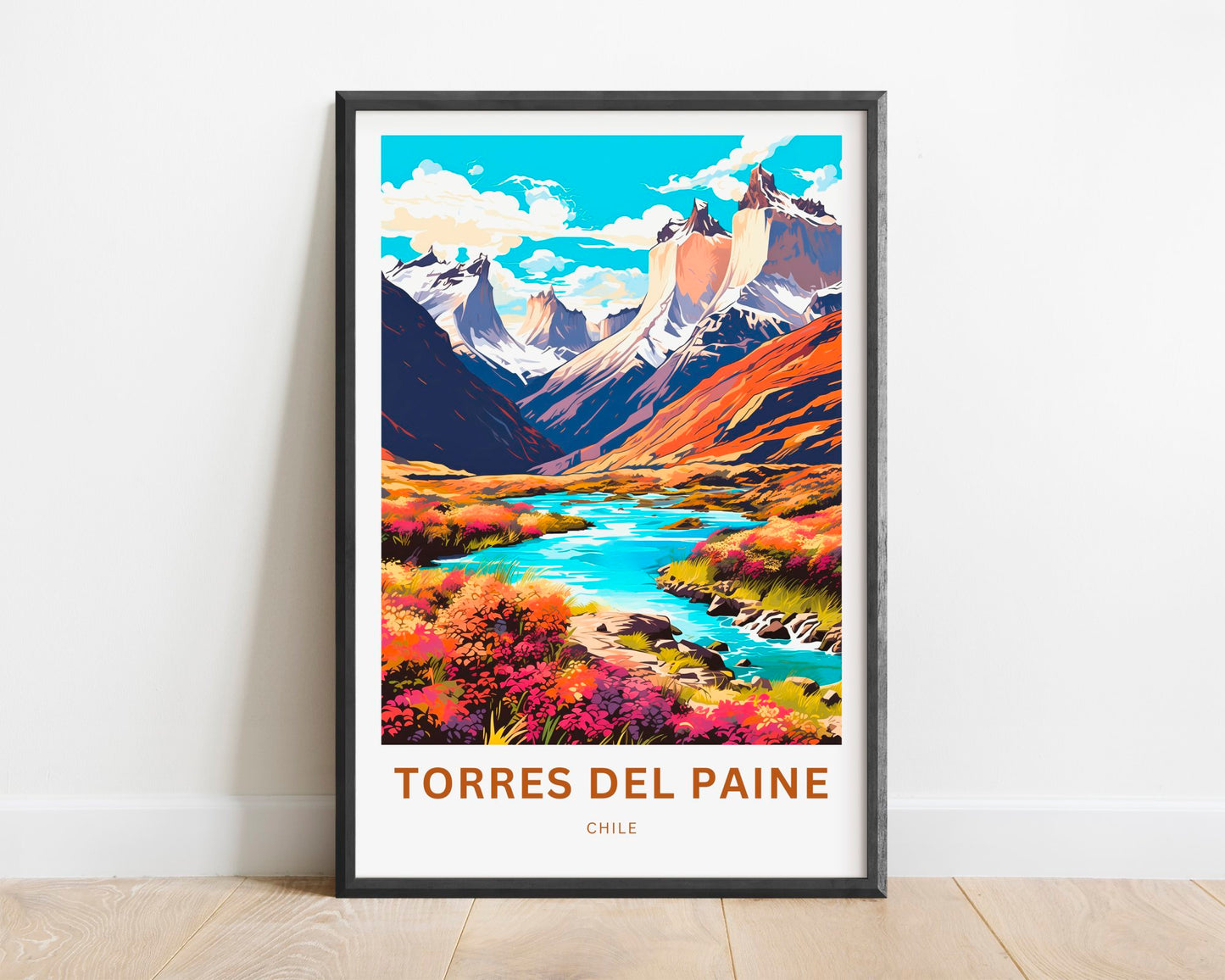 Torres del Paine Travel Print - Torres del Paine poster, Chile Wall Art, Framed present, Gift Chile Present, Customize Your Text - TravelTreasureCo