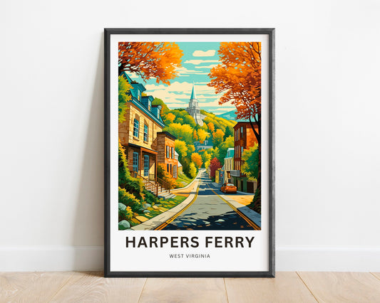 Harpers Ferry Travel Print - Harper's Ferry poster, West Virginia Wall Art, Framed present, Gift West Virginia Present, Customized Your Text - TravelTreasureCo