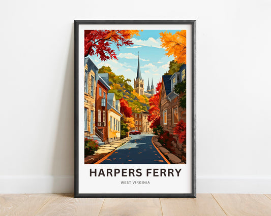 Harpers Ferry Travel Print - Harper's Ferry poster, West Virginia Wall Art, Framed present, Gift West Virginia Present, Customized Your Text - TravelTreasureCo