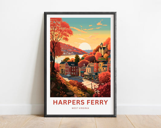 Harpers Ferry Travel Print - Harper's Ferry poster, West Virginia Wall Art, Framed present, Gift West Virginia Present, Customized Your Text - TravelTreasureCo