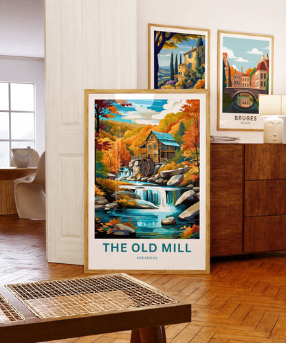 Personzalized Old Mill Travel Print - The Old Mill poster, Arkansas Wall Art, Framed present, Gift Arkansas Present, Customized Your Text - TravelTreasureCo