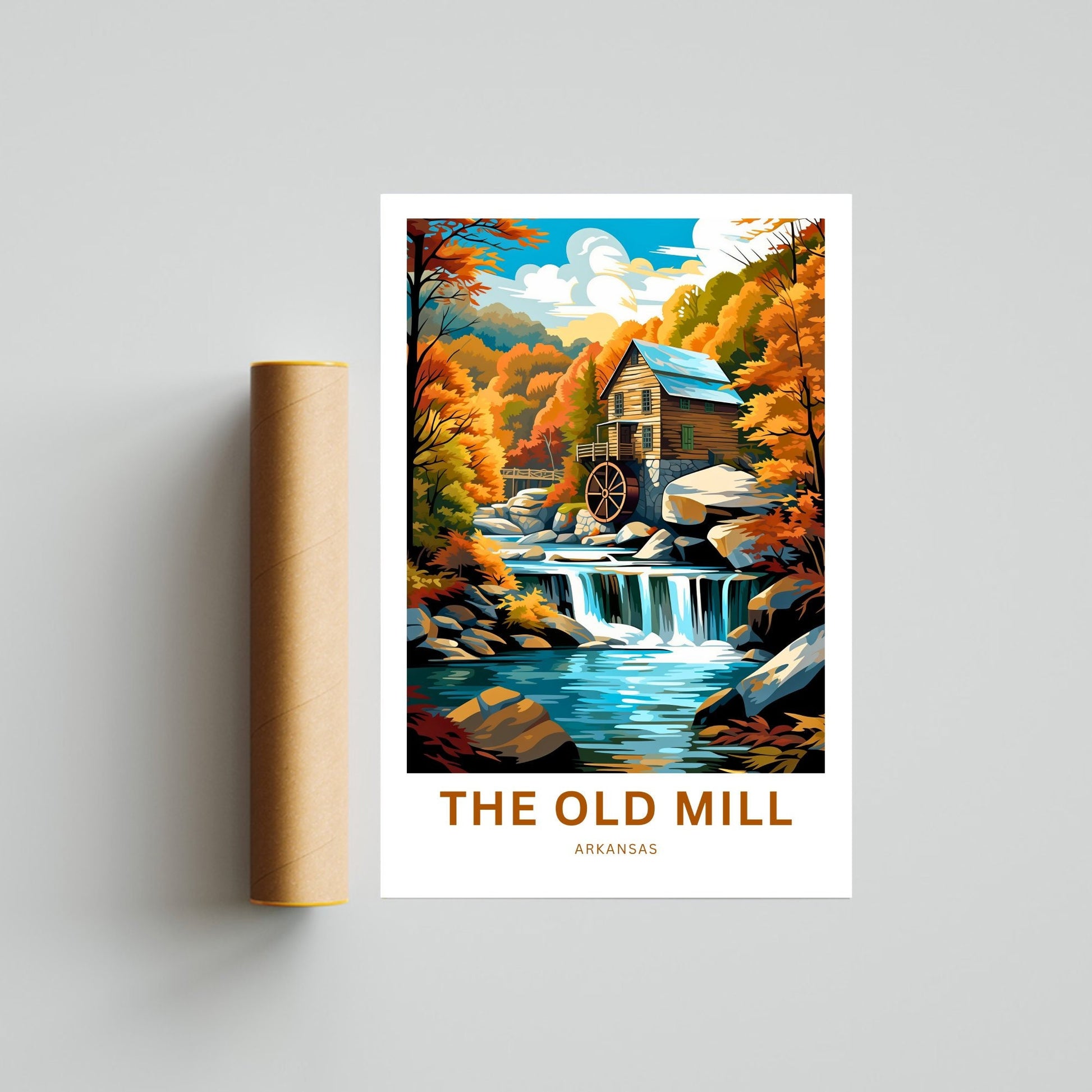 The Old Mill Travel Print - The Old Mill poster, Arkansas Wall Art, Framed present, Gift Arkansas Present, Customized Your Text - TravelTreasureCo