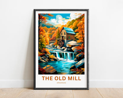 The Old Mill Travel Print - The Old Mill poster, Arkansas Wall Art, Framed present, Gift Arkansas Present, Customized Your Text - TravelTreasureCo