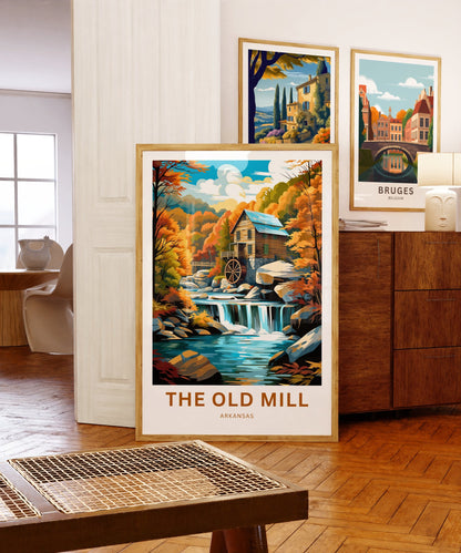 The Old Mill Travel Print - The Old Mill poster, Arkansas Wall Art, Framed present, Gift Arkansas Present, Customized Your Text - TravelTreasureCo