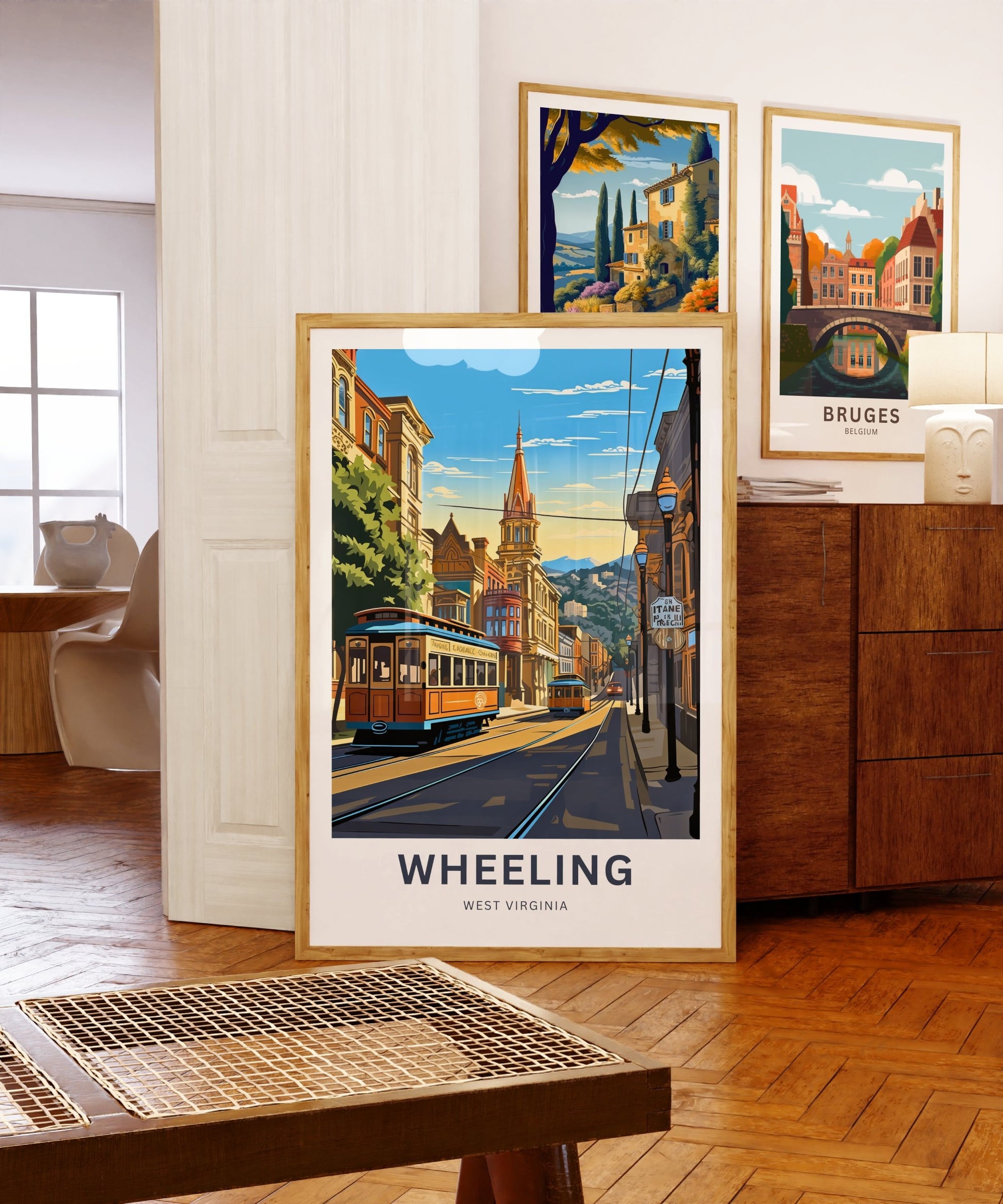 Wheeling Travel Print - Wheeling poster, West Virginia Wall Art, Framed present, Gift West Virginia Present, Customized Your Text - TravelTreasureCo