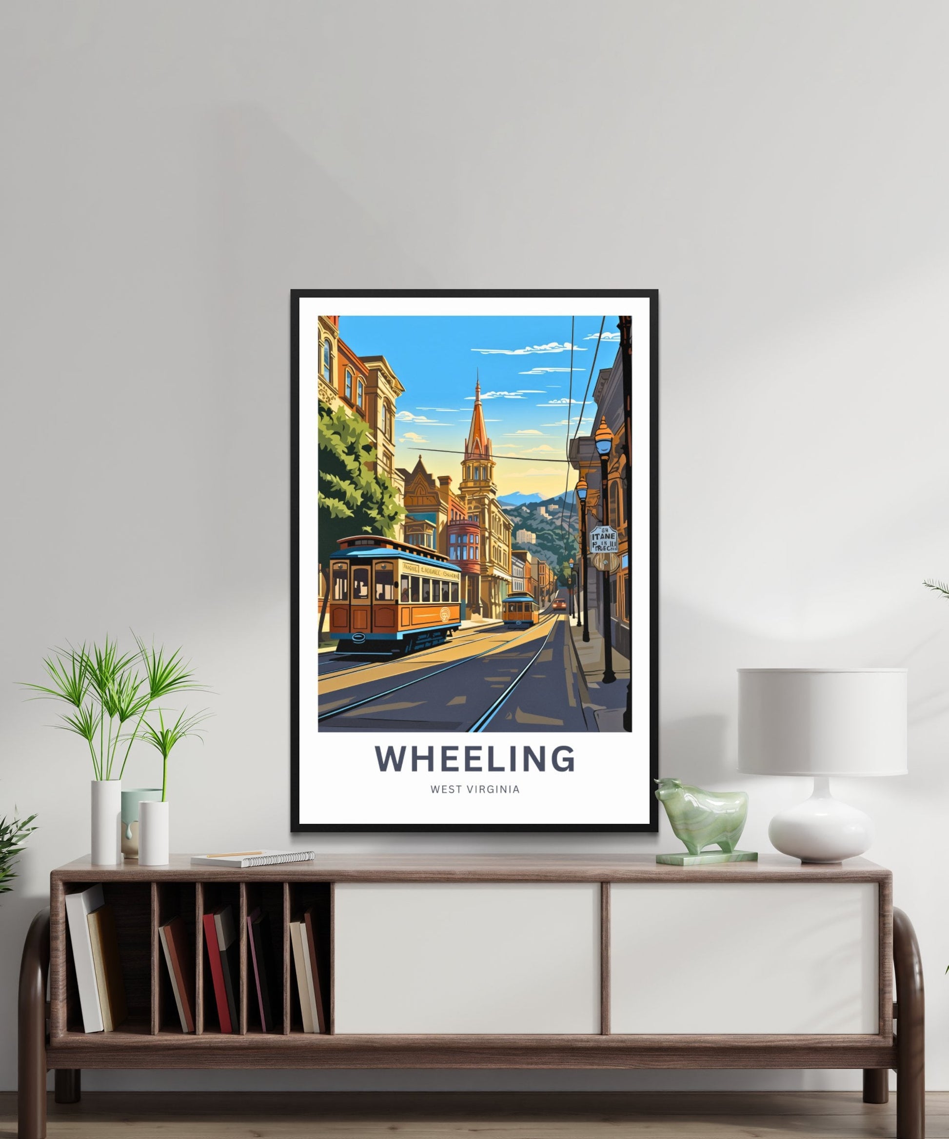 Wheeling Travel Print - Wheeling poster, West Virginia Wall Art, Framed present, Gift West Virginia Present, Customized Your Text - TravelTreasureCo