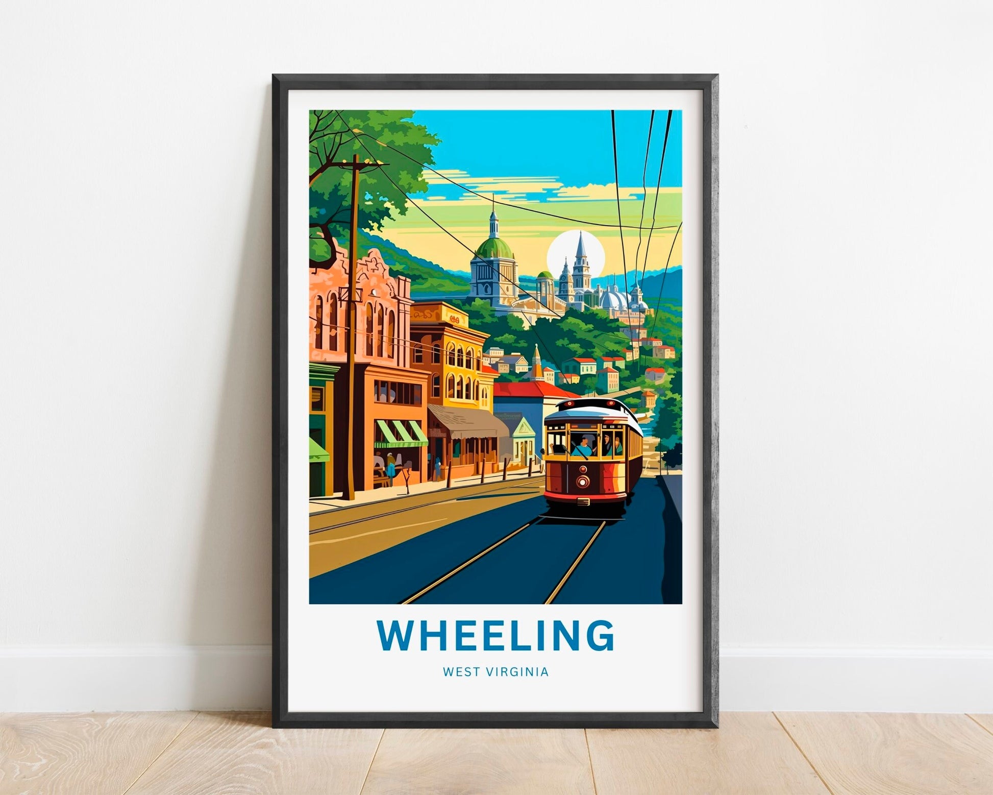 Wheeling Travel Print - Wheeling poster, West Virginia Wall Art, Framed present, Gift West Virginia Present, Customized Your Text - TravelTreasureCo