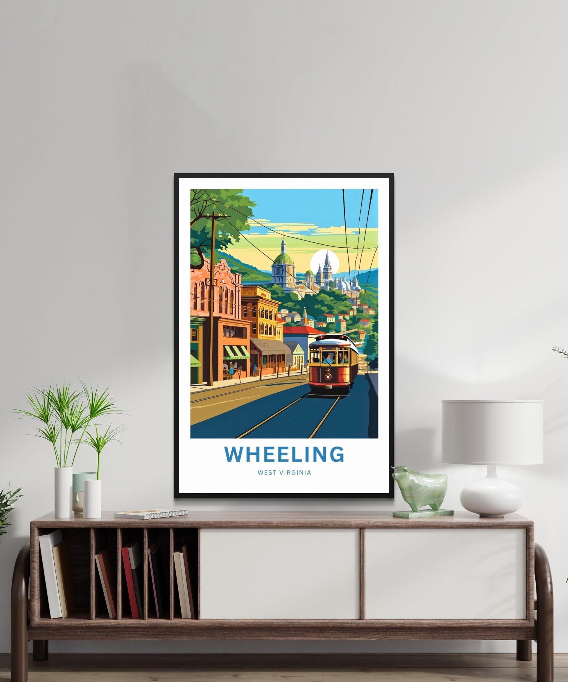 Wheeling Travel Print - Wheeling poster, West Virginia Wall Art, Framed present, Gift West Virginia Present, Customized Your Text - TravelTreasureCo