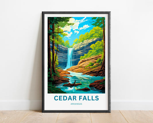 Cedar Falls Travel Print - Cedar Falls poster, Arkansas Wall Art, Framed present, Gift Ozark National Forest Present, Customized Your Text - TravelTreasureCo