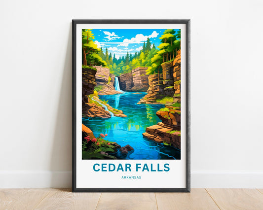Cedar Falls Travel Print - Cedar Falls poster, Arkansas Wall Art, Framed present, Gift Ozark National Forest Present, Customized Your Text - TravelTreasureCo