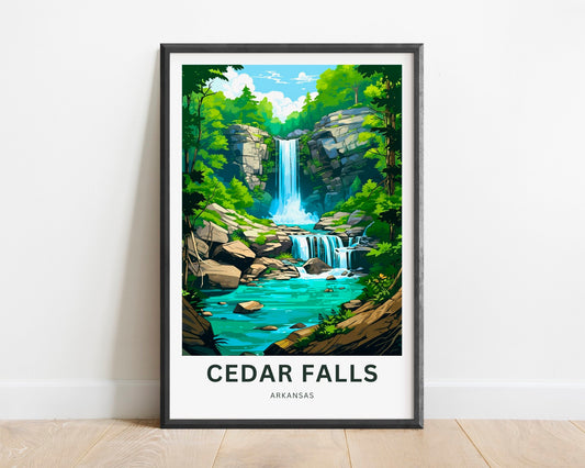 Cedar Falls Travel Print - Cedar Falls poster, Arkansas Wall Art, Framed present, Gift Ozark National Forest Present, Customized Your Text - TravelTreasureCo