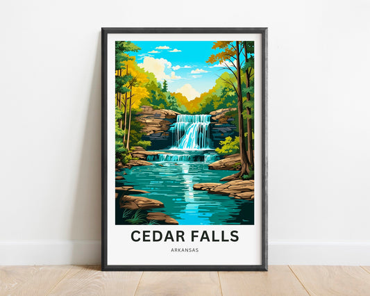 Cedar Falls Travel Print - Cedar Falls poster, Arkansas Wall Art, Framed present, Gift Ozark National Forest Present, Customized Your Text - TravelTreasureCo