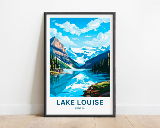 Lake Louise Travel Print - Lake Louise poster, Canada Wall Art, Framed present, Gift Canada Present, Banff National Park, Custom Your Text - TravelTreasureCo