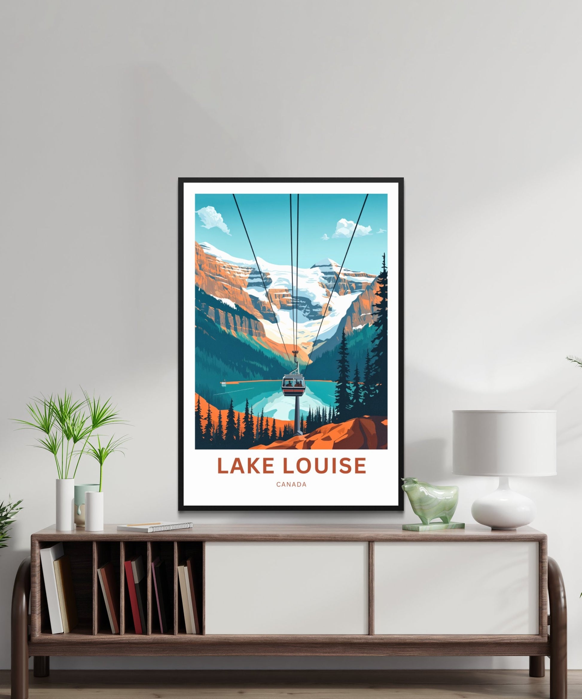 Lake Louise Travel Print - Lake Louise poster, Canada Wall Art, Framed present, Gift Canada Present, Banff National Park, Custom Your Text - TravelTreasureCo