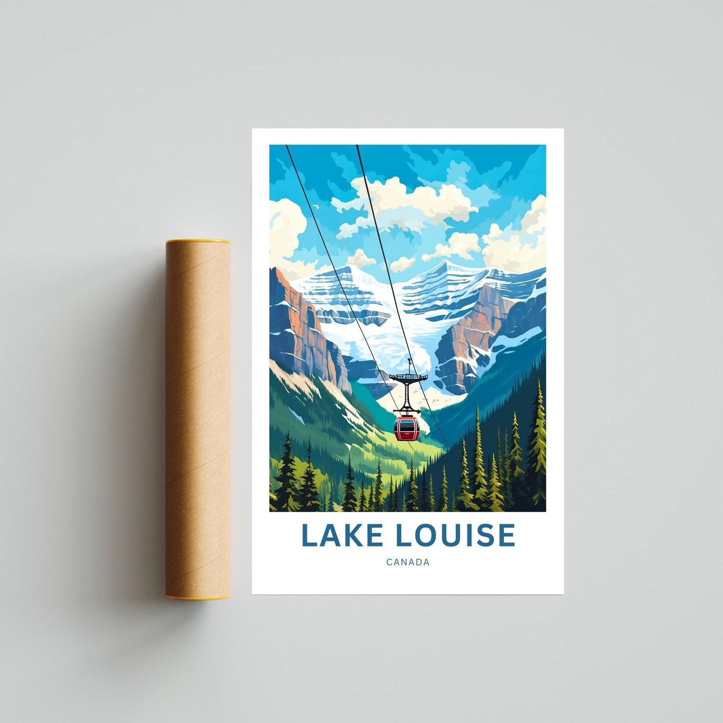 Lake Louise Travel Print - Lake Louise poster, Canada Wall Art, Framed present, Gift Canada Present, Banff National Park, Custom Your Text - TravelTreasureCo