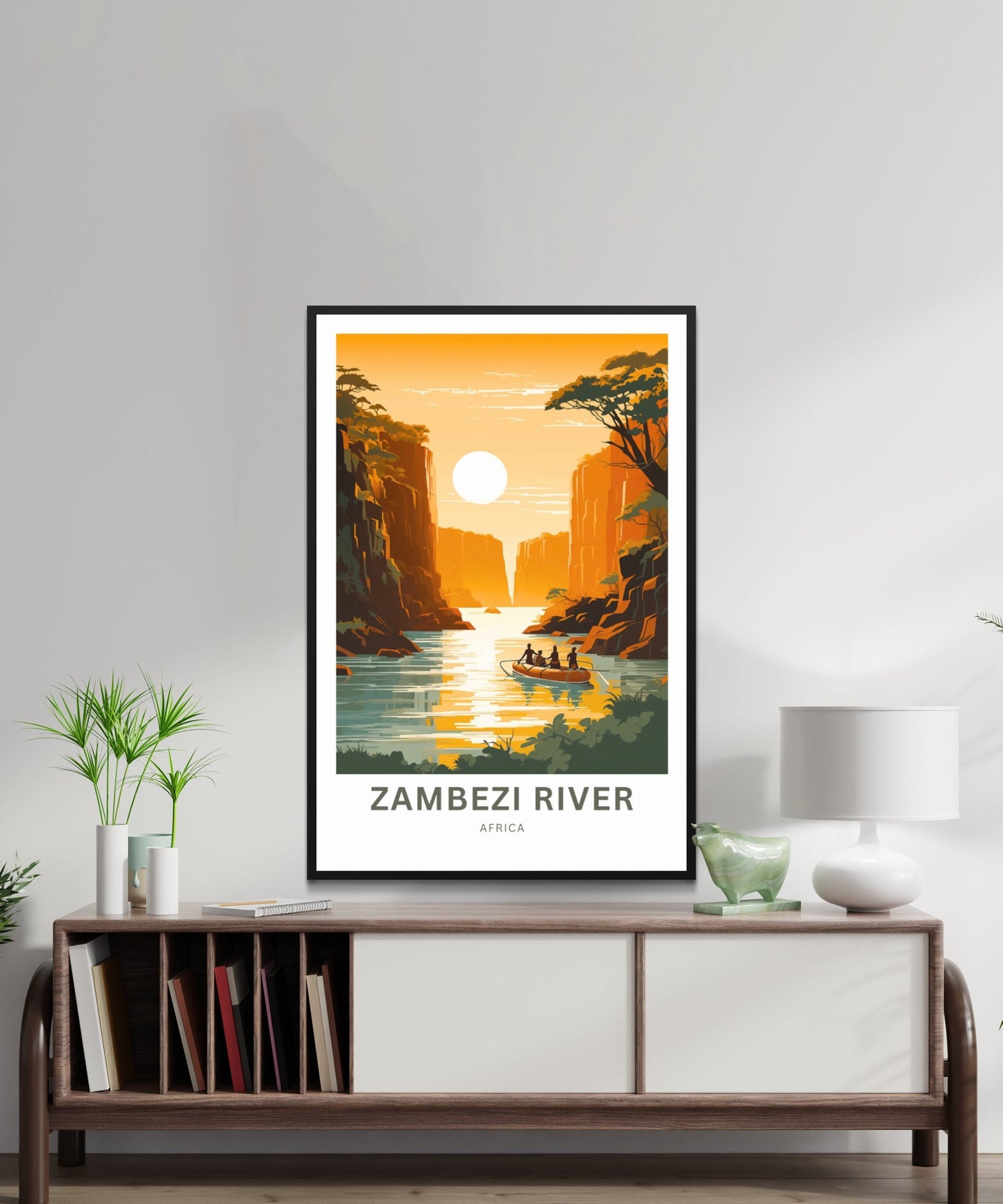 Zambezi River Travel Print - Zambezi River poster, Africa Wall Art, Framed present, Gift Africa Present - TravelTreasureCo