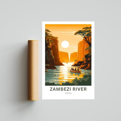 Zambezi River Travel Print - Zambezi River poster, Africa Wall Art, Framed present, Gift Africa Present - TravelTreasureCo