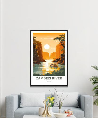 Zambezi River Travel Print - Zambezi River poster, Africa Wall Art, Framed present, Gift Africa Present - TravelTreasureCo