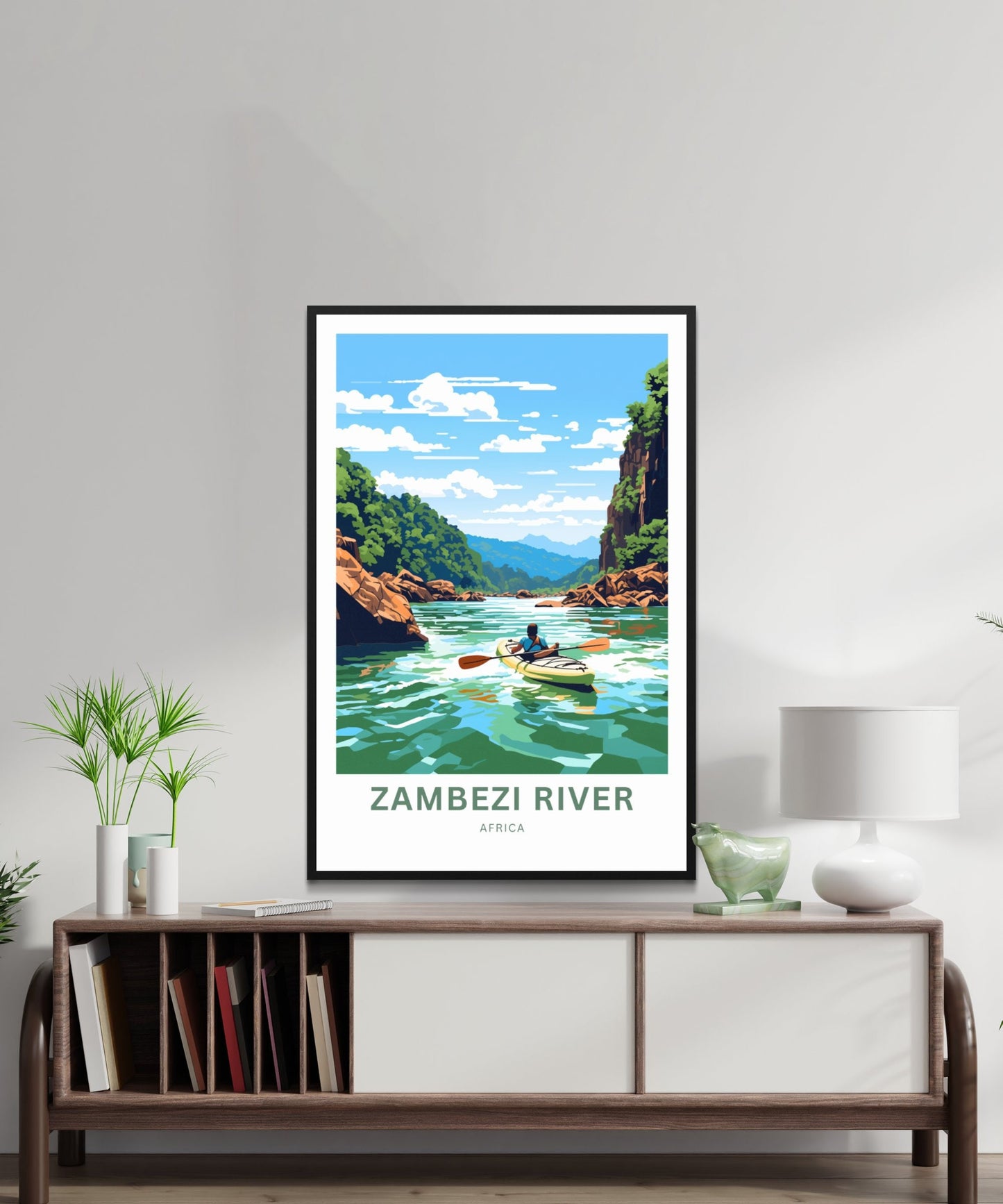 Zambezi River Travel Print - Zambezi River poster, Africa Wall Art, Framed present, Gift Africa Present - TravelTreasureCo