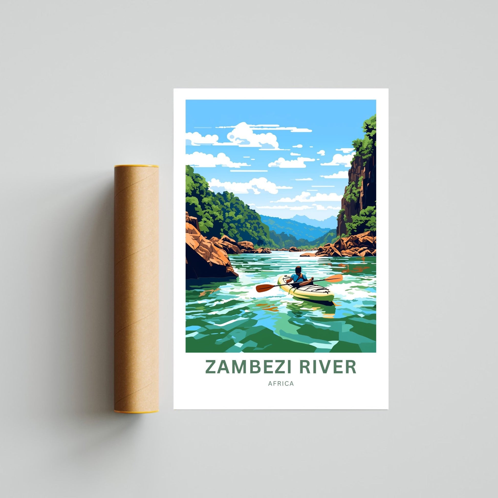 Zambezi River Travel Print - Zambezi River poster, Africa Wall Art, Framed present, Gift Africa Present - TravelTreasureCo