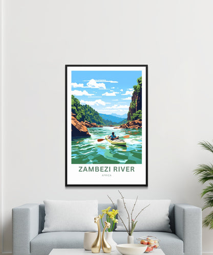 Zambezi River Travel Print - Zambezi River poster, Africa Wall Art, Framed present, Gift Africa Present - TravelTreasureCo