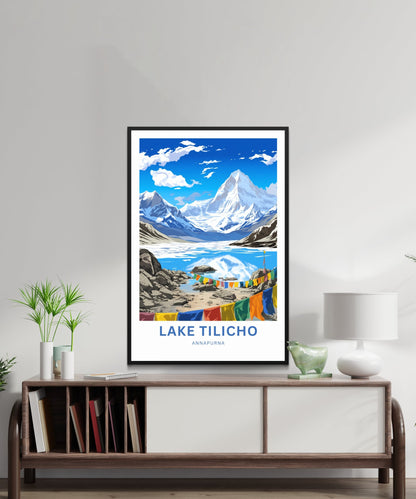 Tilicho Lake Travel Print - Tilicho Lakeposter, Annapurna Wall Art, Wall Decor, Framed present, Gift Nepal Present - TravelTreasureCo