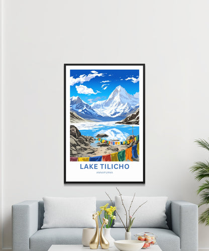 Tilicho Lake Travel Print - Tilicho Lakeposter, Annapurna Wall Art, Wall Decor, Framed present, Gift Nepal Present - TravelTreasureCo