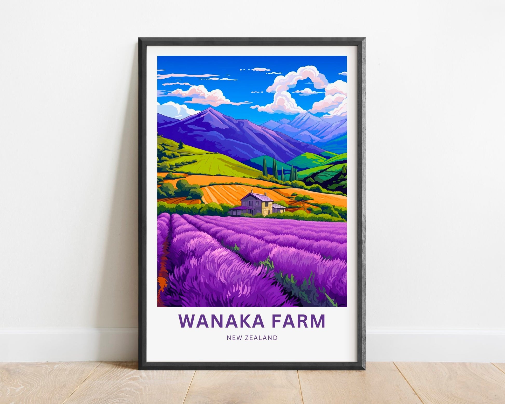 Wanaka Farm Travel Print - Wanaka Farm poster, New Zealand Wall Art, Framed present, Gift New Zealand Present - TravelTreasureCo